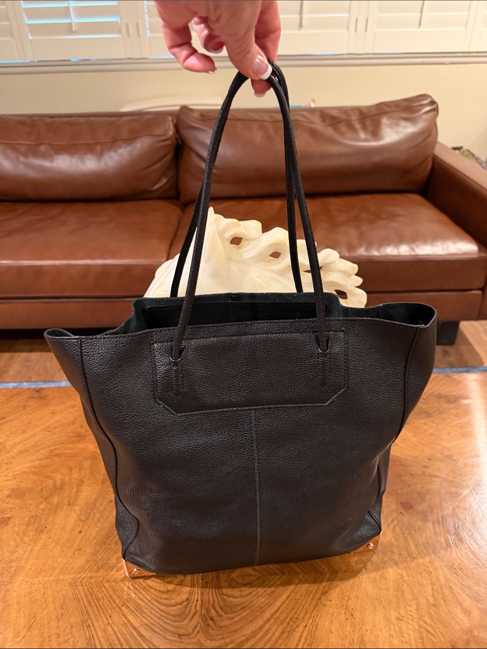Alexander Wang Black Pebbled Leather Tote with Shoulder Straps